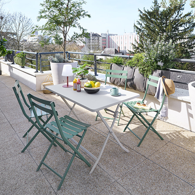 Chaise de jardin pliante GREENSBORO Vert olive Acier traité époxy, Traitement antirouille renforcé Vert olive