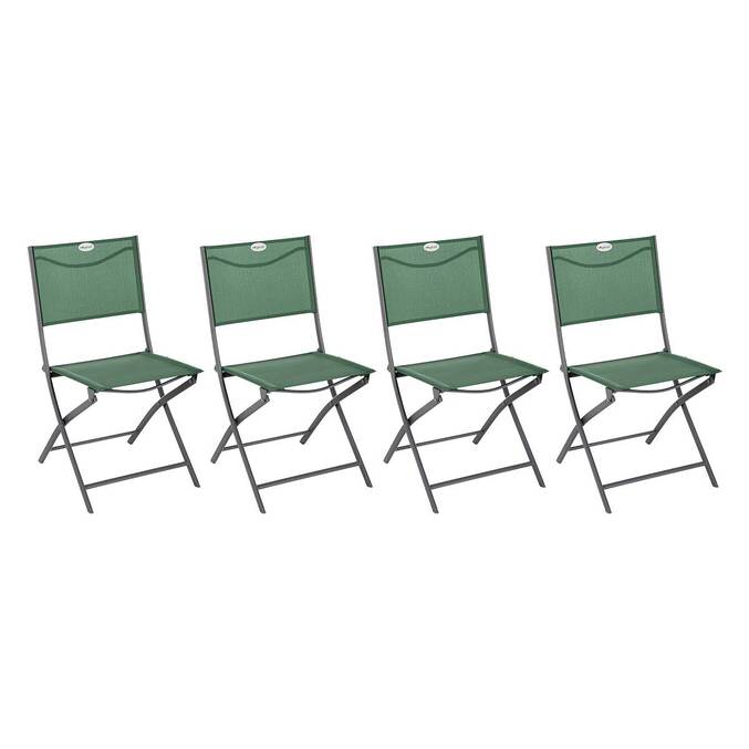 Lot de 4 chaises de jardin pliantes MODULA Vert olive & Graphite Acier traité époxy, Texaline3666