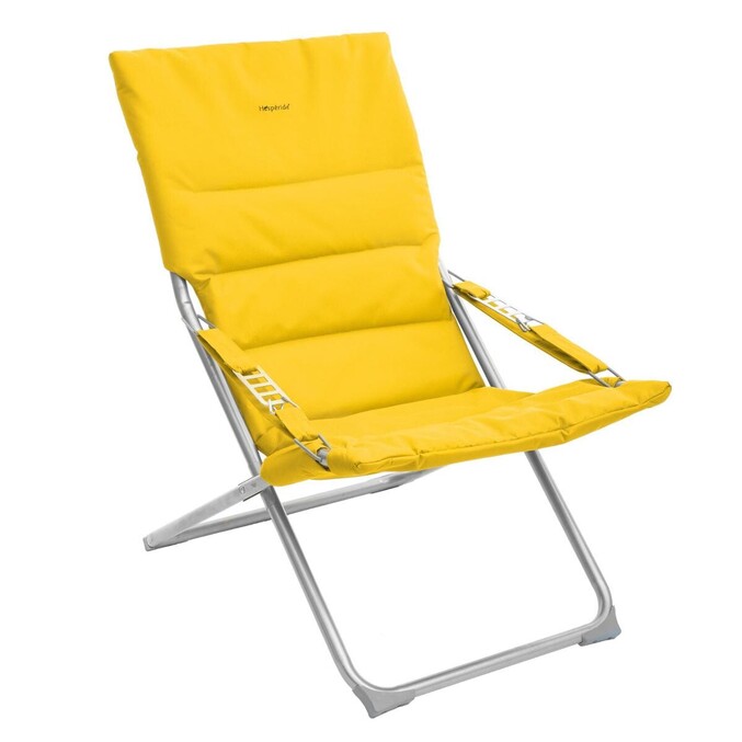 Fauteuil relax de jardin MILOS Jaune moutarde Acier traité époxy, Traitement antirouille renforcé, Polyester matelassé Jaune moutarde