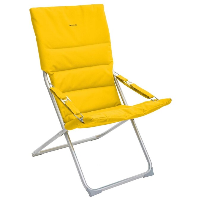 Fauteuil relax de jardin MILOS Jaune moutarde Acier traité époxy, Traitement antirouille renforcé, Polyester matelassé Jaune moutarde