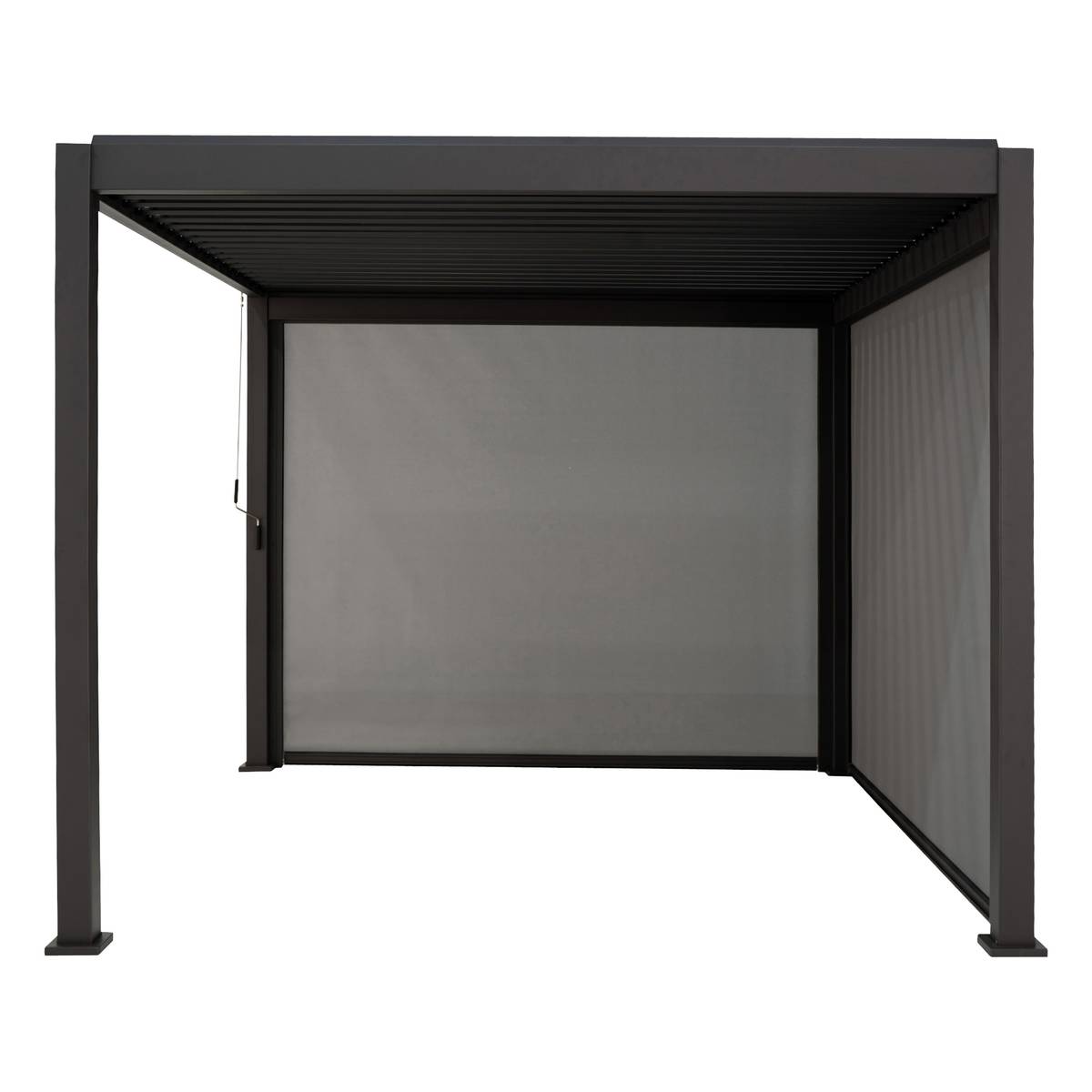 Store pour pergola bioclimatique EVORA Ardoise Pour EVORA Côté 3,6 m - 3,3 m - Aluminium, Texaline Ardoise