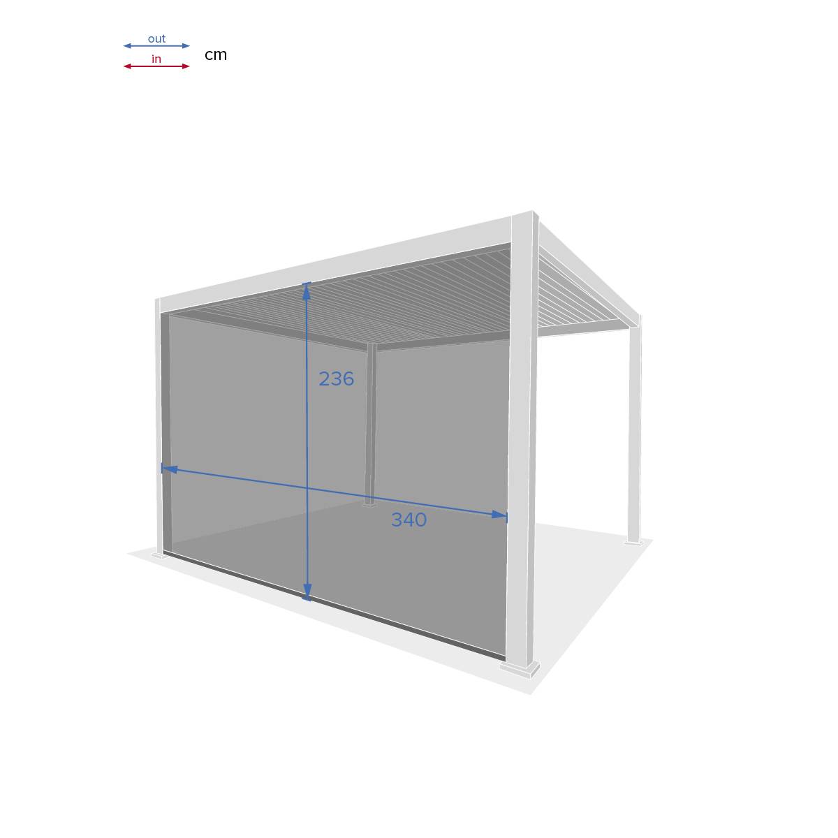 Store pour pergola bioclimatique EVORA Ardoise Pour EVORA Côté 3,6 m - 3,3 m - Aluminium, Texaline Ardoise