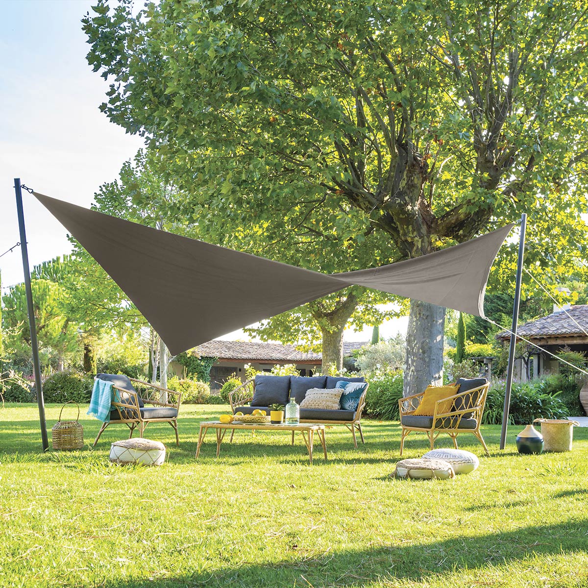 Parasol Déporté Rectangulaire Hespéride Équador - Toile Ardoise 4x3 M, Structure Aluminium Anti-rouille - Avec Manivelle Et Rotation 360° - Pour Terrasse, Jardin, Mobilier Extérieur