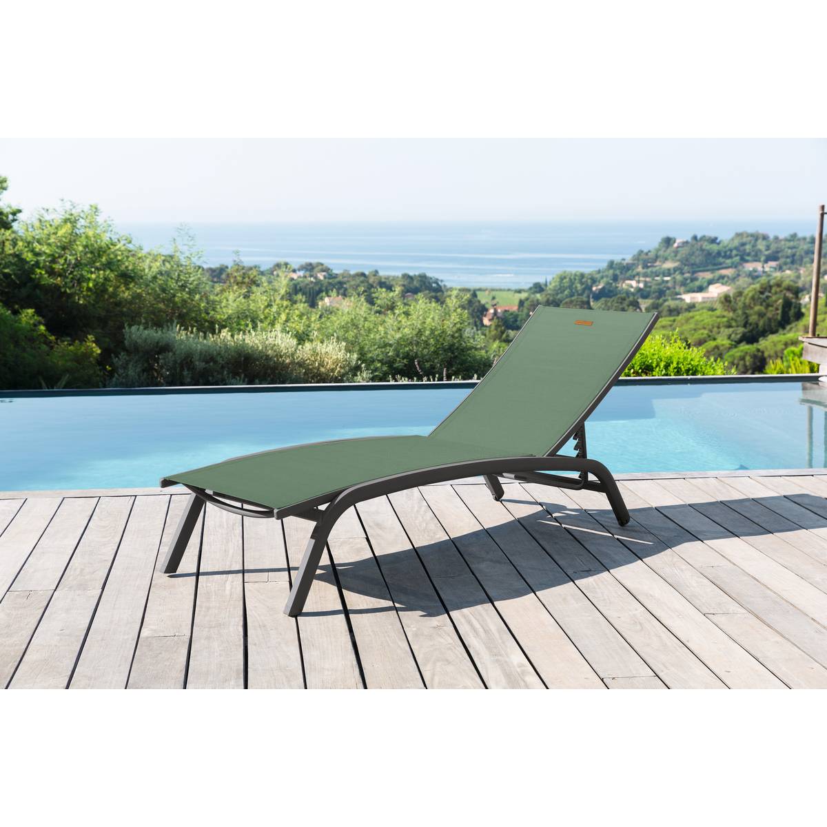 Transat BONAO Vert olive / Graphite 2 roues - Aluminium traité époxy, Texaline Olive / Graphite