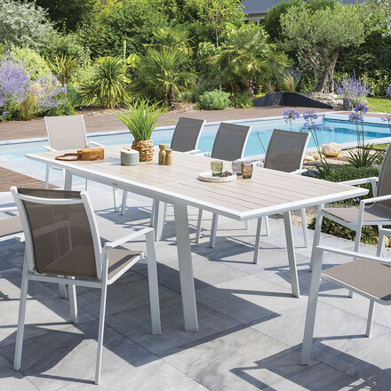 Vue Table de jardin extensible PAVANE Lin & Blanc