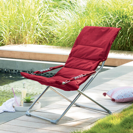 Fauteuil relax de jardin MILOS Grenade Acier, Polyester - Ancien prix : 49,99€ Grenade