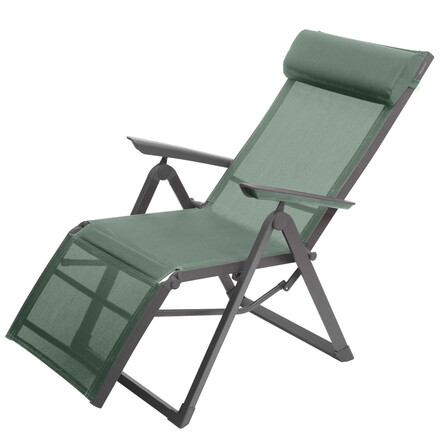 Fauteuil de jardin inclinable DECIMA Vert olive & Graphite 8 positions - Aluminium - Ancien prix : 119€ Vert olive / anthracite