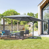 Parasol déporté rectangulaire inclinable ÉLÉA Ardoise 4 x 3 m - Aluminium, Polyester Ardoise / Graphite