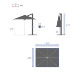 Parasol déporté rectangulaire inclinable ÉLÉA Ardoise 4 x 3 m - Aluminium, Polyester Ardoise / Graphite