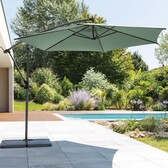 Parasol déporté rond MANOA Vert olive & Gris quartz 3 m - Aluminium traité époxy, Acier, Polyester Vert olive