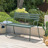 Banc de jardin GREENSBORO Vert olive 2 places - Acier traité époxy, Traitement antirouille renforcé Vert olive