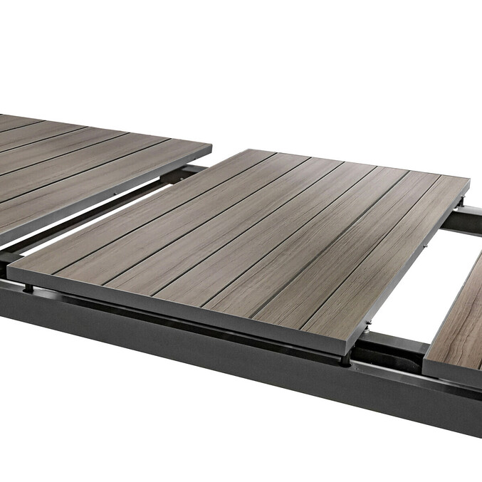 Table haute de jardin extensible ÉVASION Seigle effet bois & Graphite 8 places - Aluminium traité époxy Seigle / Graphite