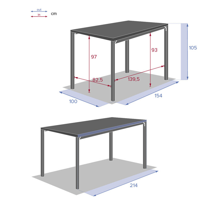 Table haute de jardin extensible ÉVASION Seigle effet bois & Graphite 8 places - Aluminium traité époxy Seigle / Graphite