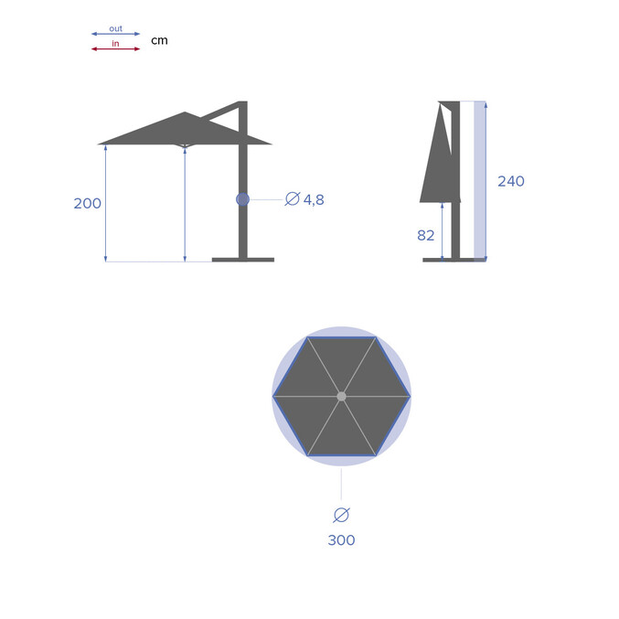 Parasol déporté rond MANOA Vert olive & Gris quartz 3 m - Aluminium traité époxy, Acier, Polyester Vert olive