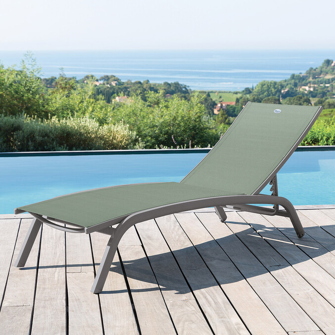 Transat BONAO Vert olive & Graphite 2 roues - Aluminium traité époxy, Texaline Vert olive / Graphite