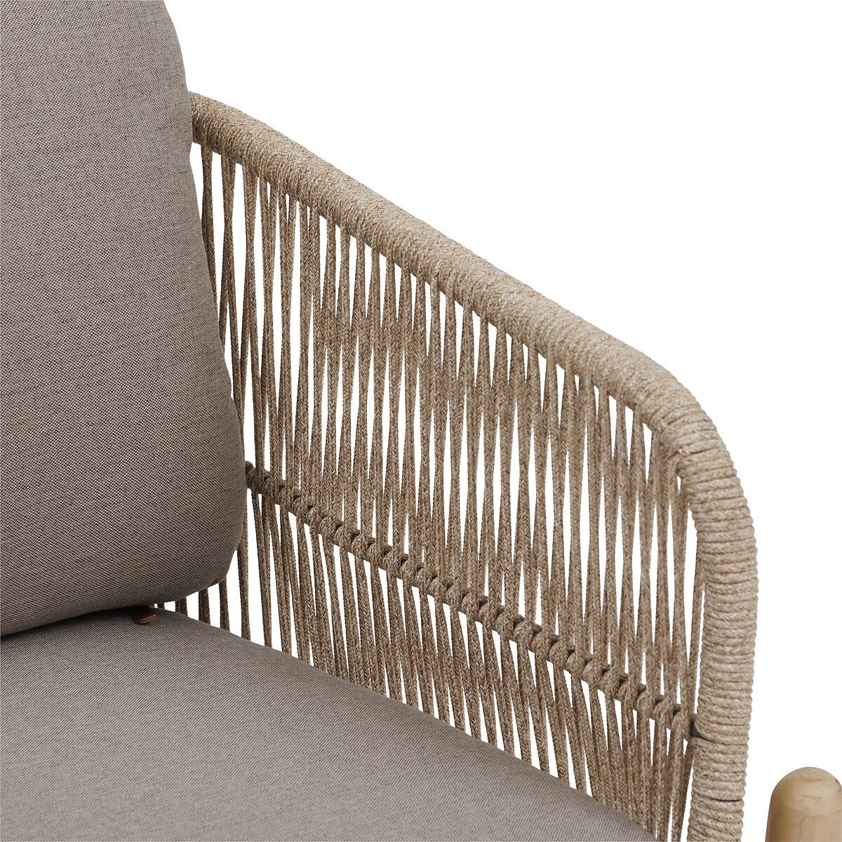 Canapé de jardin DEONA Taupe & Acacia 3 places - Polyester, Acacia certifié FSC® Taupe / Acacia