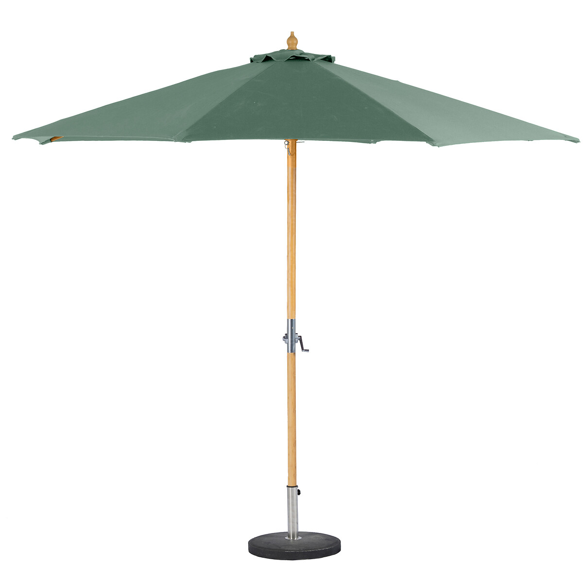 Parasol droit rond TINAEI Vert olive 3 m - Oléfine, Bambou certifié FSC® Vert olive