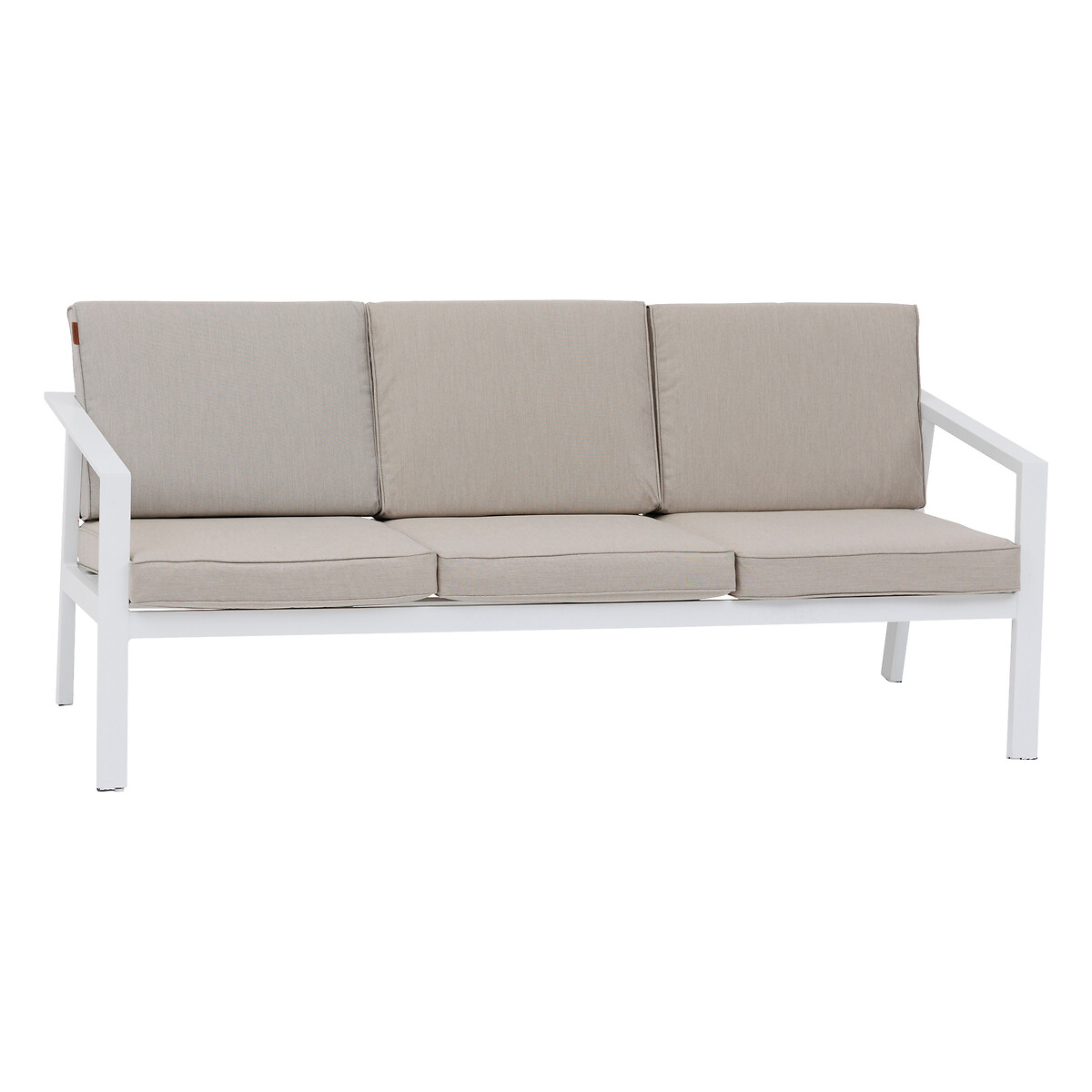 Salon de jardin PAVANE Beige ficelle & Blanc 5 places - Aluminium traité époxy, Polyester Beige ficelle / Blanc