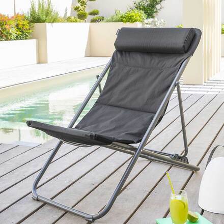 Chilienne de jardin pliante JUBBA Anthracite & Graphite Zinc, Polyester - Ancien prix : 49,99€ Anthracite / graphite