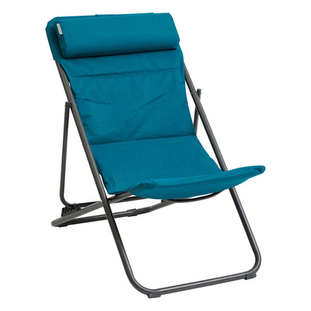 Chilienne de jardin pliante JUBBA Bleu canard & Graphite Zinc, Polyester - Ancien prix : 49,99€ Bleu canard / graphite