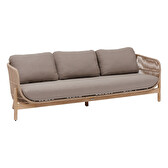 Canapé de jardin DEONA Taupe & Acacia 3 places - Polyester, Acacia certifié FSC® Taupe / Acacia