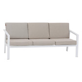 Salon de jardin PAVANE Beige ficelle & Blanc 5 places - Aluminium traité époxy, Polyester Beige ficelle / Blanc