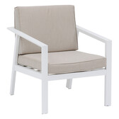 Salon de jardin PAVANE Beige ficelle & Blanc 5 places - Aluminium traité époxy, Polyester Beige ficelle / Blanc
