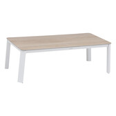 Salon de jardin PAVANE Beige ficelle & Blanc 5 places - Aluminium traité époxy, Polyester Beige ficelle / Blanc