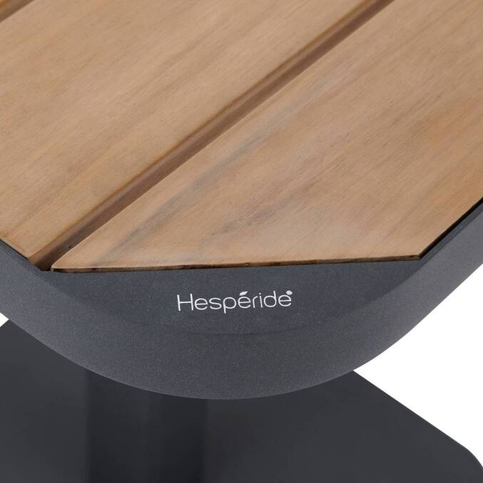 Table de jardin bistro TYLA Acacia & Graphite 2 places - Acier traité époxy, Acacia certifié FSC® Acacia / Graphite