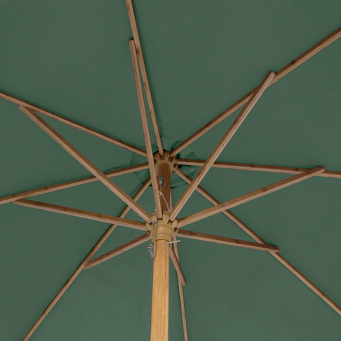 Parasol droit rond TINAEI Vert olive 3 m - Oléfine, Bambou certifié FSC® Vert olive