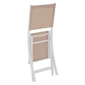 Lot de 4 chaises de jardin pliantes ESSENTIA Lin & Blanc Aluminium traité époxy, Texaline Lin / Blanc