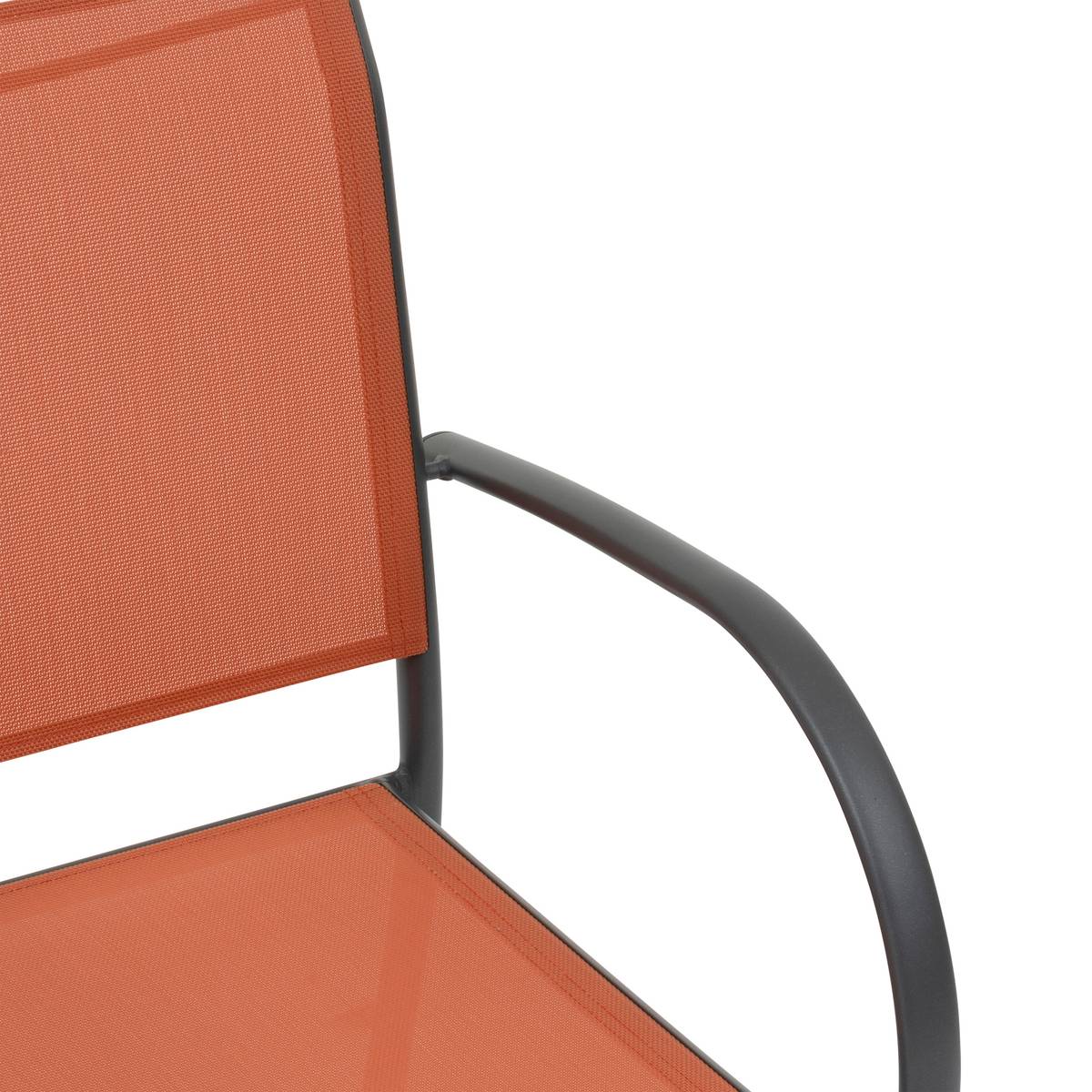 Fauteuil de jardin empilable PIAZZA Ambre & Graphite Aluminium traité époxy, Texaline Ambre / Graphite