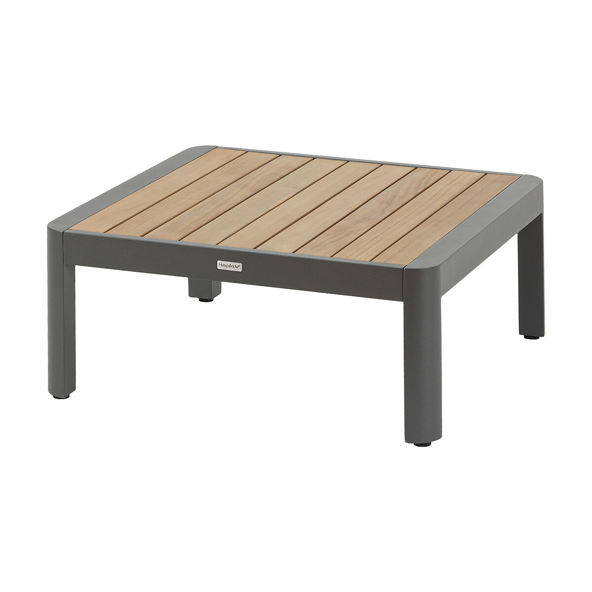 Salon d'angle de jardin PARADIZE Gris foncé & Graphite 6 places - Aluminium traité époxy, Acacia certifié FSC® Gris foncé / Graphite