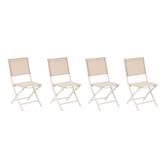 Lot de 4 chaises de jardin pliantes ESSENTIA Lin & Argile Aluminium traité époxy, Texaline Lin / Argile