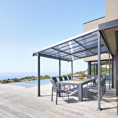 Pergola extensible ENOLIE Graphite 4 x 3,5 m - Structure et lames simples en aluminium et polycarbonate Graphite