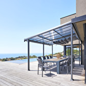 Pergola extensible ENOLIE Graphite 4 x 3,5 m - Structure et lames simples en aluminium et polycarbonate Graphite