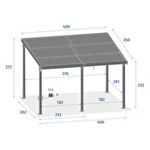 Pergola extensible ENOLIE Graphite 4 x 3,5 m - Structure et lames simples en aluminium et polycarbonate Graphite