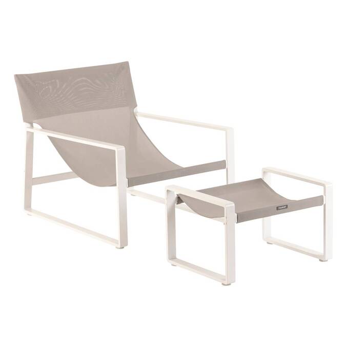 Fauteuil relax de jardin LAMBINIO Blanc & Gris clair Aluminium traité époxy - Oléfine3718