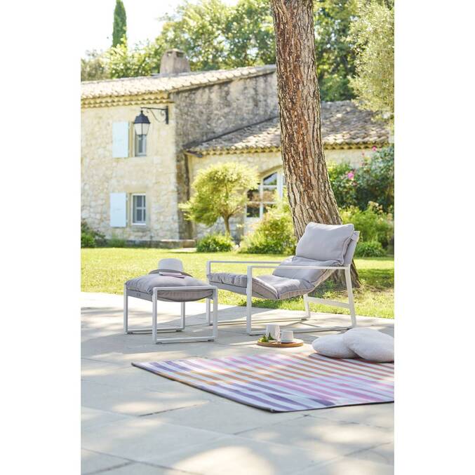 Fauteuil relax de jardin LAMBINIO Blanc & Gris clair Aluminium traité époxy - Oléfine3718