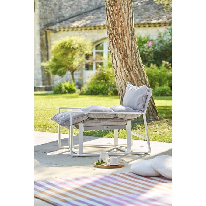 Fauteuil relax de jardin LAMBINIO Blanc & Gris clair Aluminium traité époxy - Oléfine3718