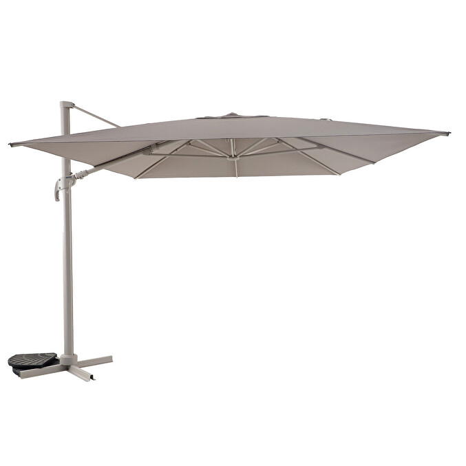 Parasol déporté carré MELHIA Lin & Argile 3 x 3 m - Aluminium traité époxy, Acier, Oléfine Lin / Argile
