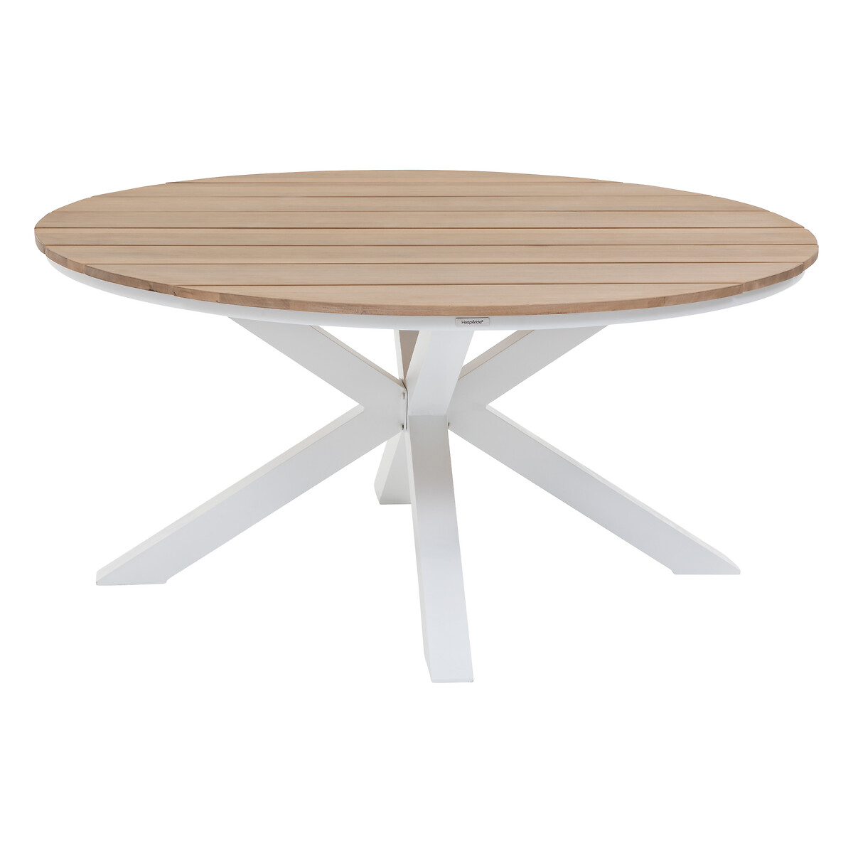 Table de jardin ronde ORIENGO Acacia & Blanc 4 places - Aluminium traité époxy, Acacia certifié FSC® Acacia / Blanc