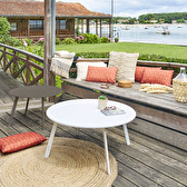 Table d'appoint de jardin ronde SAONA Blanc mat 50 x 45 cm - Acier cataphorèse, Peinture époxy Blanc