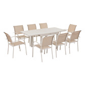 Table de jardin extensible PIAZZA Argile 8 places - Aluminium traité époxy Argile
