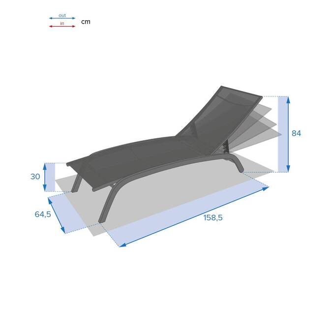 Transat BONAO Anthracite / Graphite 2 roues - Aluminium traité époxy, Texaline3509