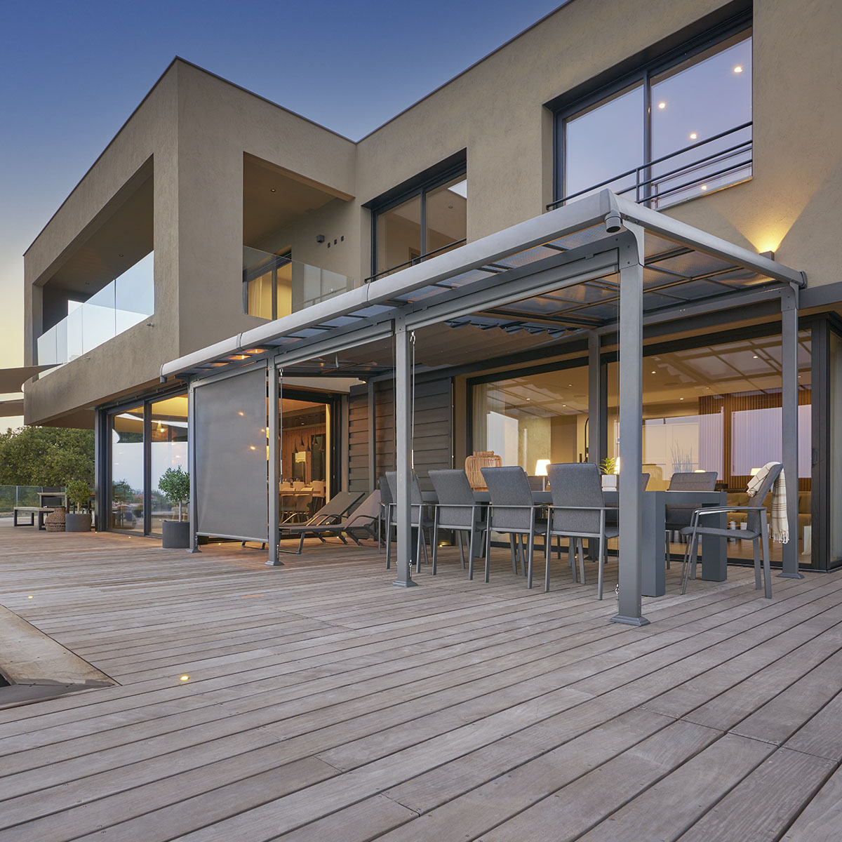 Pergola extensible ENOLIE + 1 extension 4 x 3,5 m - Aluminium traité époxy Graphite