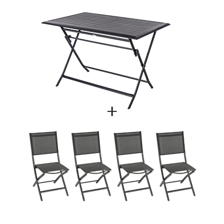 4 Chaises De Jardin Pliantes Axant – Aluminium époxy, Tissu Texaline, 47x60x89 Cm