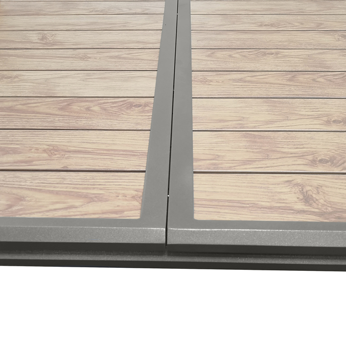 Ensemble table de jardin extensible AXIOME Effet bois honey + 10 fauteuils AXANT Praline 10 places - Aluminium traité époxy, ECP3596