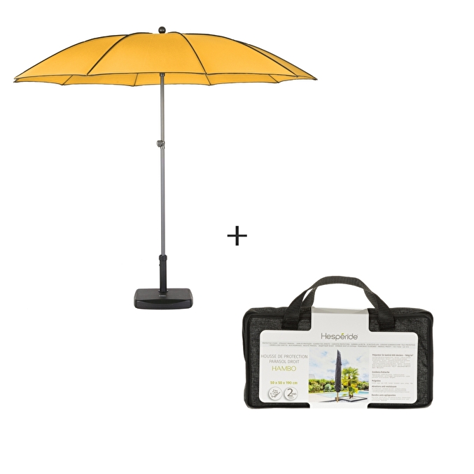 Parasol droit BOGOTA Safran + Housse de protection HAMBO 2,5 m - Acier traité époxy Safran