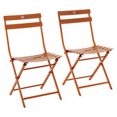 Ensemble table de jardin + 2 chaises GREENSBORO Roland-Garros Terre Battue 2 places - Acier traité époxy, Traitement antirouille renforcé Terre battue